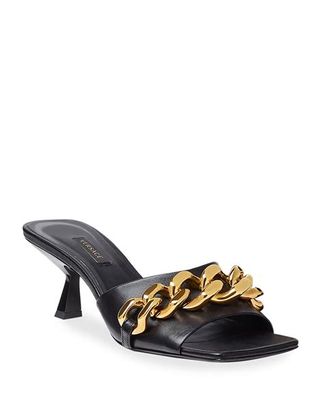 versace chain mule|Versace heel sandals women.